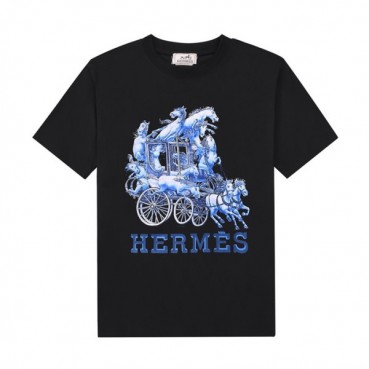 에르메스 남자 크루넥 블랙 반팔티 - Mens Black Tshirts 