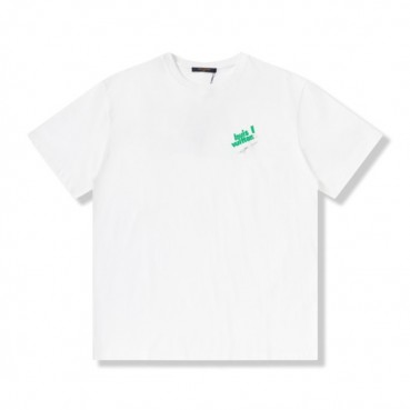 루이비통 남성 크루넥 화이트 반팔티 - Mens White Tshirts 