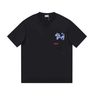디올 남성 크루넥 블랙 반팔티 - Mens Black Tshirts 