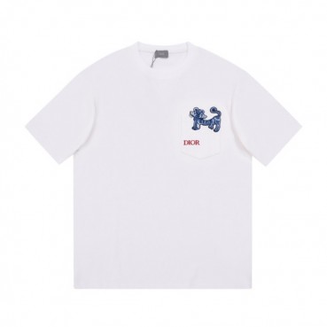 디올 남성 크루넥 화이트 반팔티 - Mens White Tshirts 