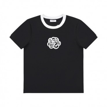 샤넬 여성 크루넥 블랙 반팔티 - Womens Black Tshirts 