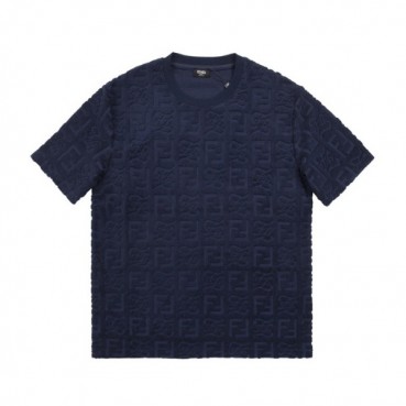 펜디 남성 크루넥 네이비 반팔티 - Mens Navy Tshirts 