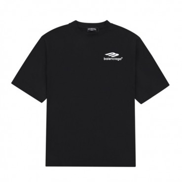 발렌시아가 남성 크루넥 블랙 반팔티 - Mens Black Tshirts 