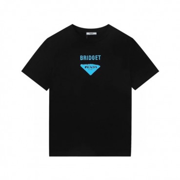 프라다 남성 크루넥 블랙 반팔티 - Mens Black Tshirts 