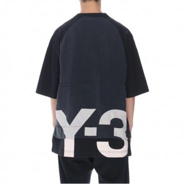 요지야마모토 남성 블랙 크루넥 반팔티 - Mens Black Tshirts 