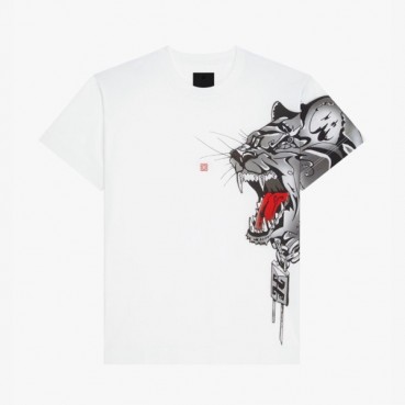 지방시 남성 크루넥 화이트 반팔티 - Mens White Tshirts 