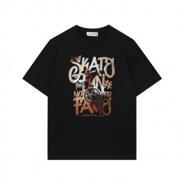 랑방 남성 이니셜 블랙 반팔티 - LANVIN Mens Black Tshirts 