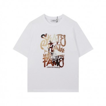 랑방 남성 이니셜 화이트 반팔티 - LANVIN Mens White Tshirts 