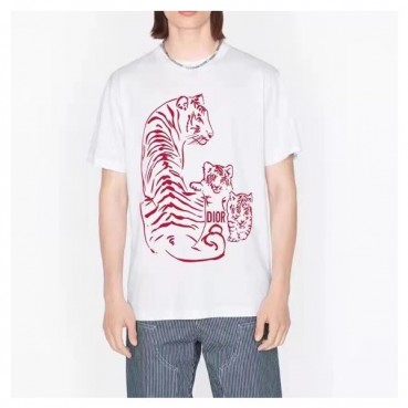 디올 남성 크루넥 화이트 반팔티 - Mens White Tshirts 