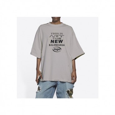 발렌시아가 남성 크루넥 그레이 반팔티 - Mens Gray Tshirts 