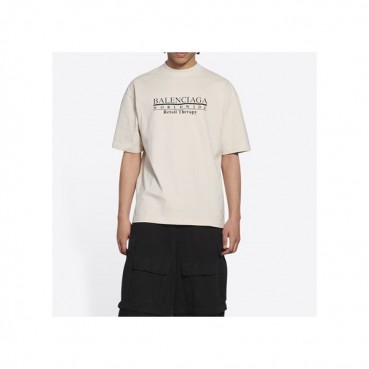 발렌시아가 남성 크루넥 아이보리 반팔티 - Mens Ivory Tshirts 