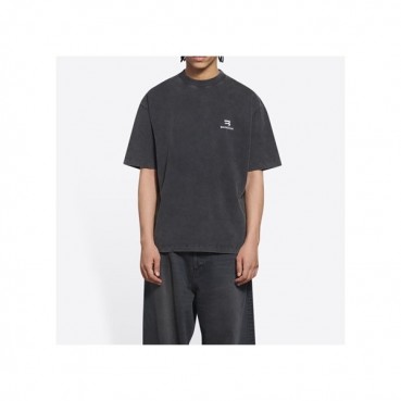 발렌시아가 남성 크루넥 그레이 반팔티 - Mens Gray Tshirts 