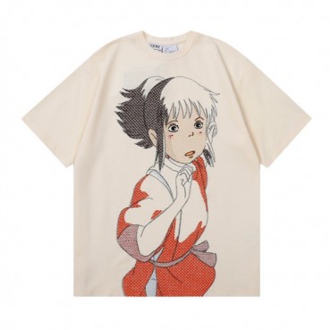 로에베 남/여 이니셜 아이보리 반팔티 - Unisex Ivory Tshirts 
