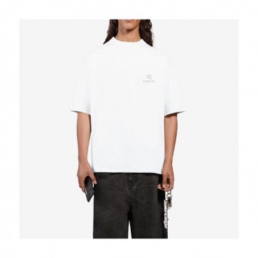 발렌시아가 남성 크루넥 화이트 반팔티 - Mens White Tshirts 