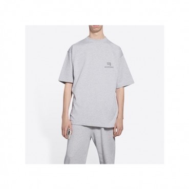 발렌시아가 남성 크루넥 그레이 반팔티 - Mens Gray Tshirts 