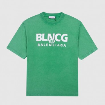 발렌시아가 남성 크루넥 그린 반팔티 - Mens Green Tshirts 