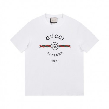 구찌 남성 크루넥 화이트 반팔티 - Mens White Tshirts 