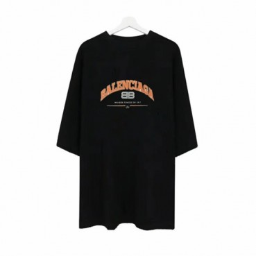 발렌시아가 남성 크루넥 블랙 반팔티 - Mens Black Tshirts 