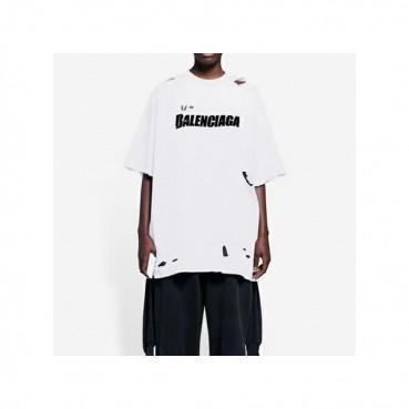 발렌시아가 남성 크루넥 화이트 반팔티 - Mens White Tshirts 