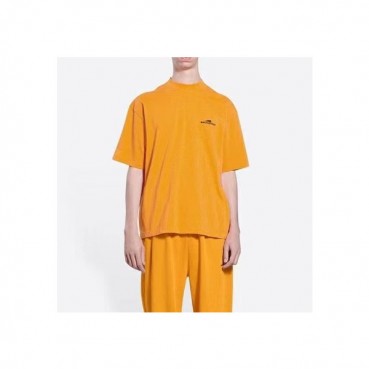 발렌시아가 남성 크루넥 오렌지 반팔티 - Mens Orange Tshirts 