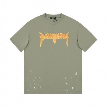 발렌시아가 남성 크루넥 그린 반팔티 - Mens Green Tshirts 