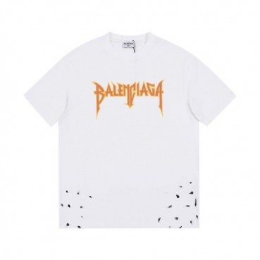 발렌시아가 남성 크루넥 화이트 반팔티 - Mens White Tshirts 