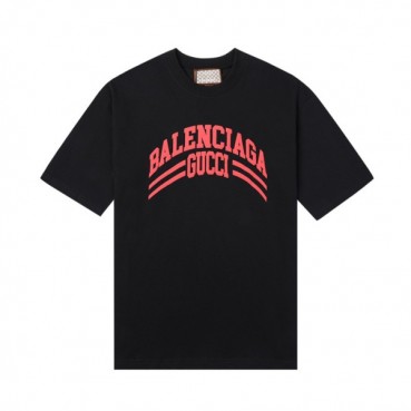 발렌시아가 남성 크루넥 블랙 반팔티 - Mens Black Tshirts 