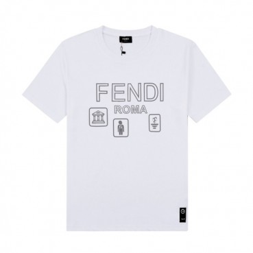 펜디 남성 크루넥 화이트 반팔티 - Mens White Tshirts 