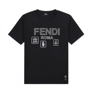 펜디 남성 크루넥 블랙 반팔티 - Mens Black Tshirts 
