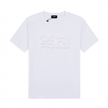 펜디 남성 크루넥 화이트 반팔티 - Mens White Tshirts 