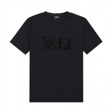 펜디 남성 크루넥 블랙 반팔티 - Mens Black Tshirts 