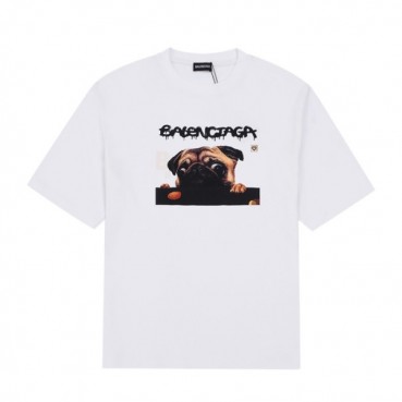 발렌시아가 남성 크루넥 화이트 반팔티 - Mens White Tshirts 