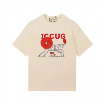 구찌 남/여 크루넥 아이보리 반팔티 - Unisex Ivory Tshirts 