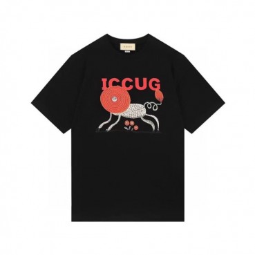 구찌 남/여 크루넥 블랙 반팔티 - Unisex Black Tshirts 