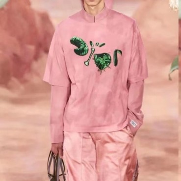 디올 남성 크루넥 핑크 반팔티 - Mens Pink Tshirts 