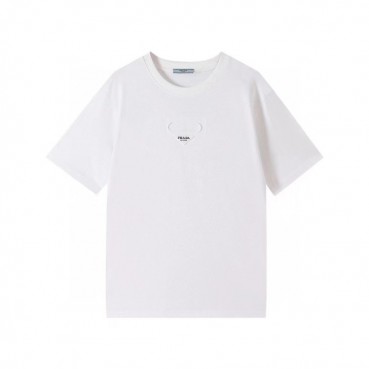 프라다 남성 크루넥 화이트 반팔티 - Mens White Tshirts 