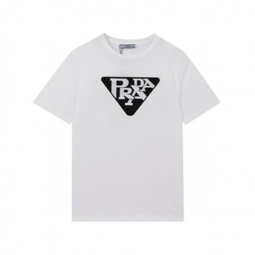 프라다 남성 크루넥 화이트 반팔티 - Mens White Tshirts 