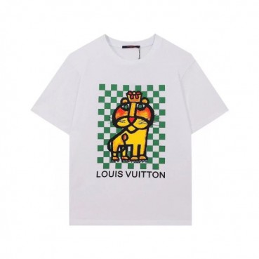 루이비통 남성 크루넥 화이트 반팔티 - Mens White Tshirts 