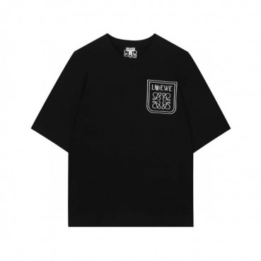 로에베 남성 이니셜 블랙 반팔티 - Mens Black Tshirts 