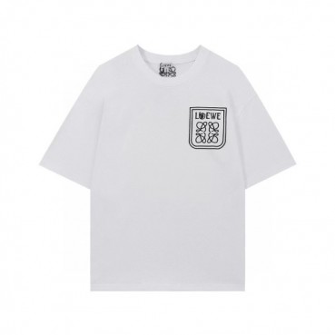 로에베 남성 이니셜 화이트 반팔티 - Mens White Tshirts 