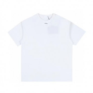 프라다 남성 크루넥 화이트 반팔티 - Mens White Tshirts 