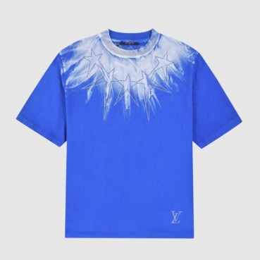 디올 남성 크루넥 블루 반팔티 - Mens Blue Tshirts 