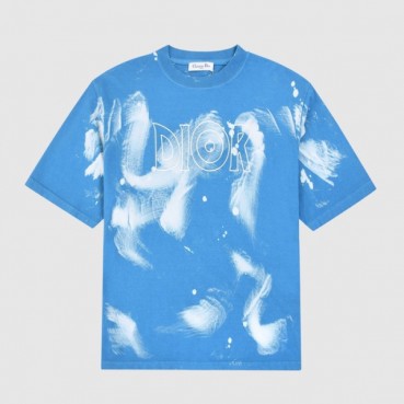 디올 남성 크루넥 블루 반팔티 - Mens Blue Tshirts 