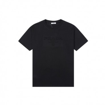 프라다 남성 크루넥 블랙 반팔티 - Mens Black Tshirts 