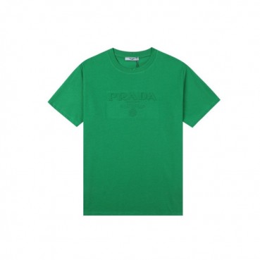 프라다 남성 크루넥 그린 반팔티 - Mens Green Tshirts 