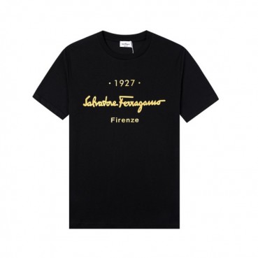 페라가모 남성 블랙 크루넥 반팔티 - Mens Black Tshirts 