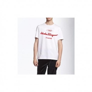 페라가모 남성 화이트 크루넥 반팔티 - Mens White Tshirts 