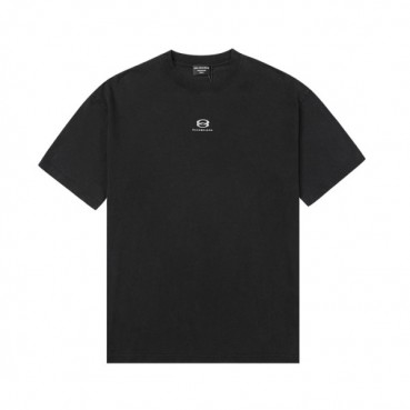 발렌시아가 남성 크루넥 블랙 반팔티 - Mens Black Tshirts 