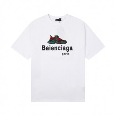 발렌시아가 남성 크루넥 화이트 반팔티 - Mens White Tshirts 
