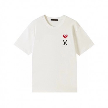 루이비통 남성 크루넥 화이트 반팔티 - Mens White Tshirts 